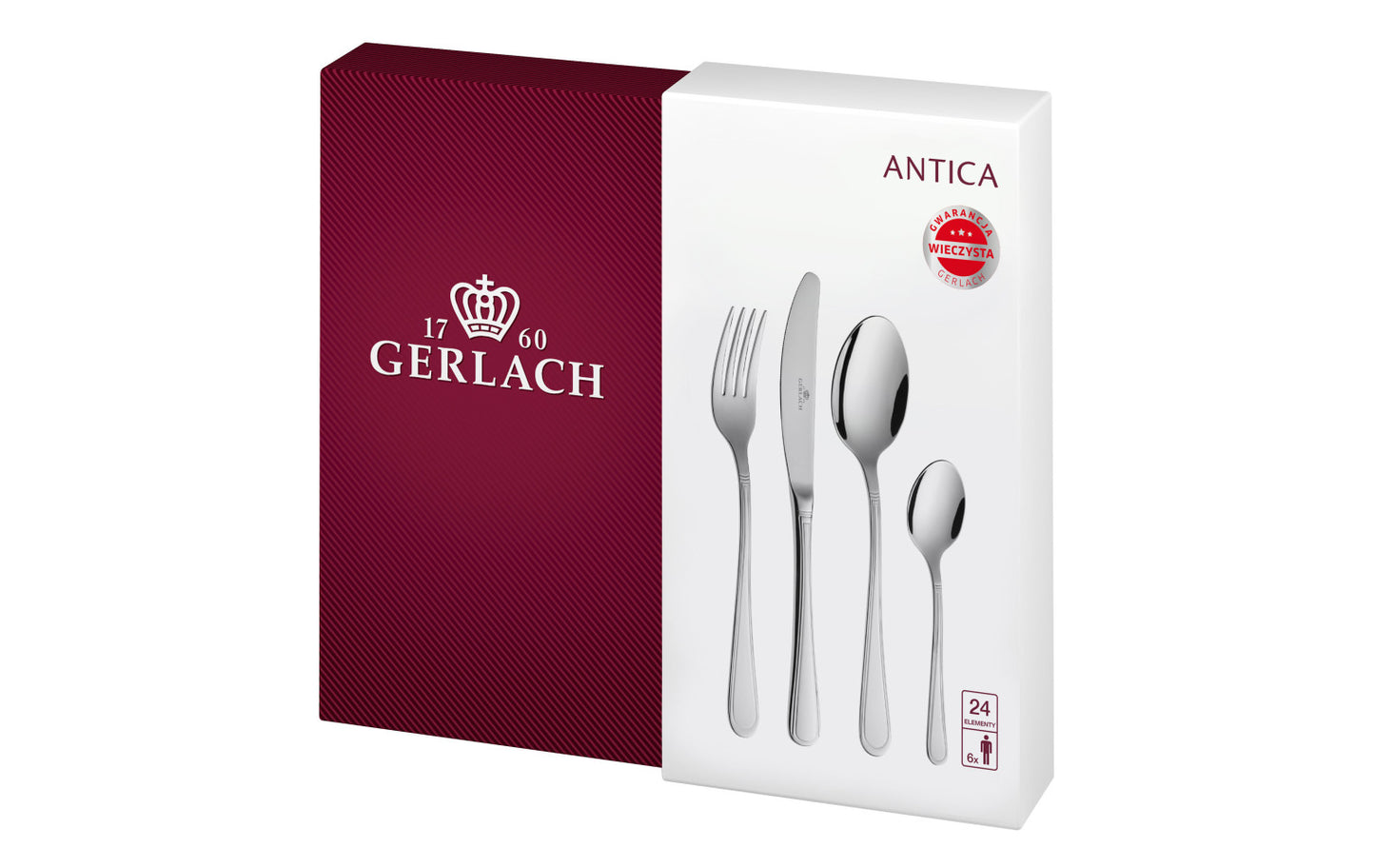 Set of 24 pieces of ANTICA cutlery with a polished finish