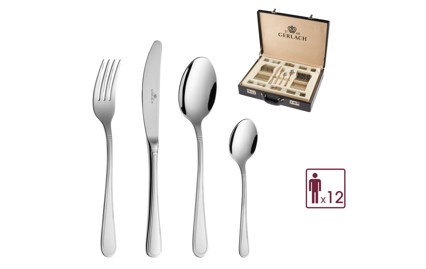 68-piece Set of ANTICA Cutlery Gloss + case