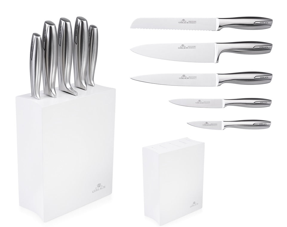 Knife set in white block MODERN