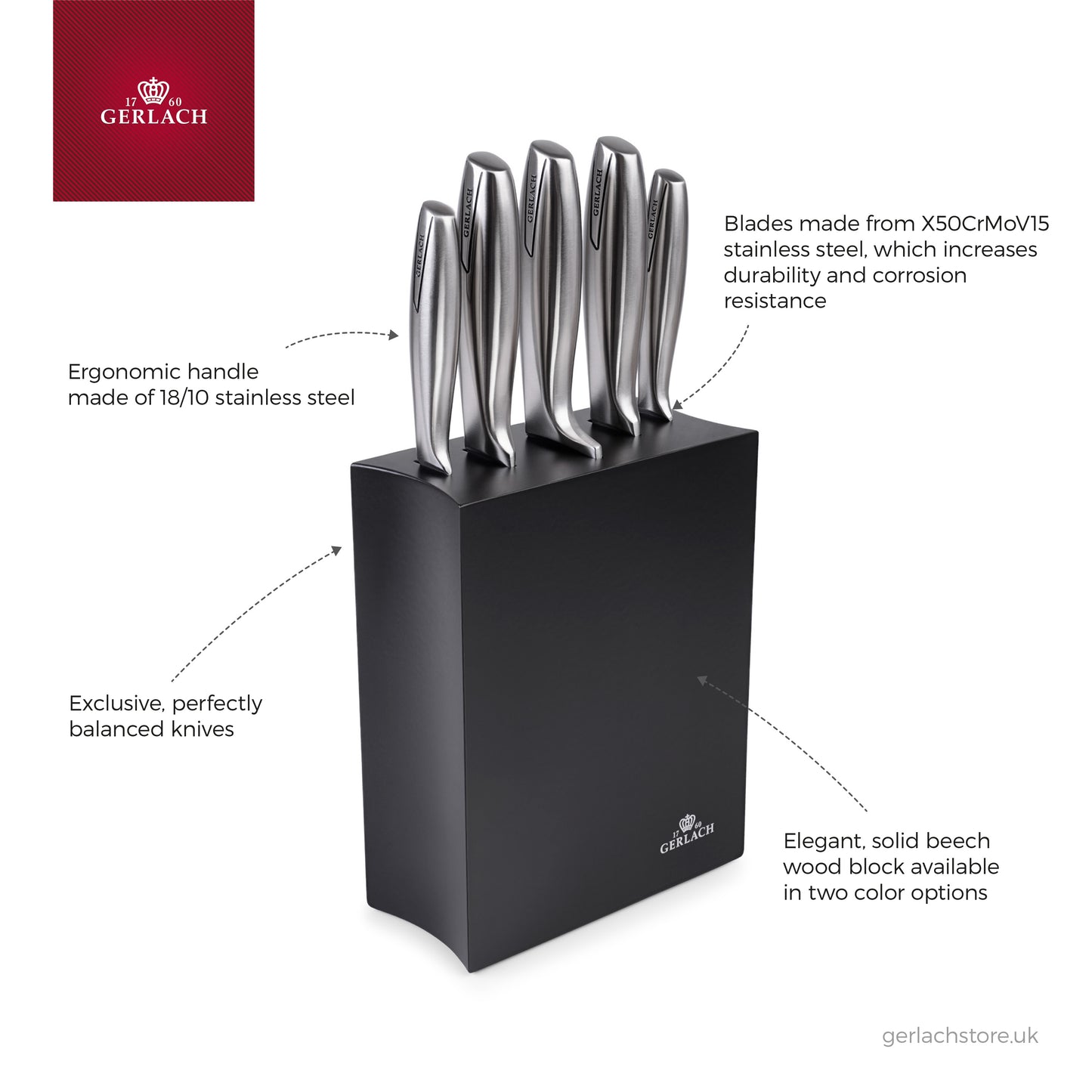 Knife set in black block MODERN