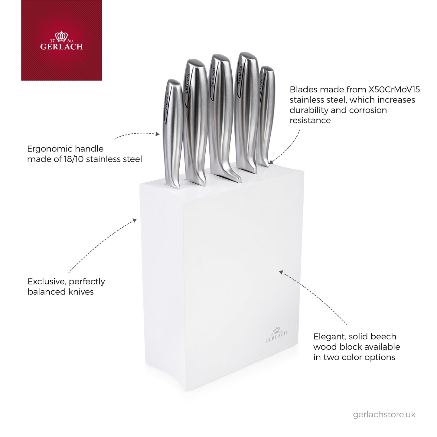 Knife set in white block MODERN