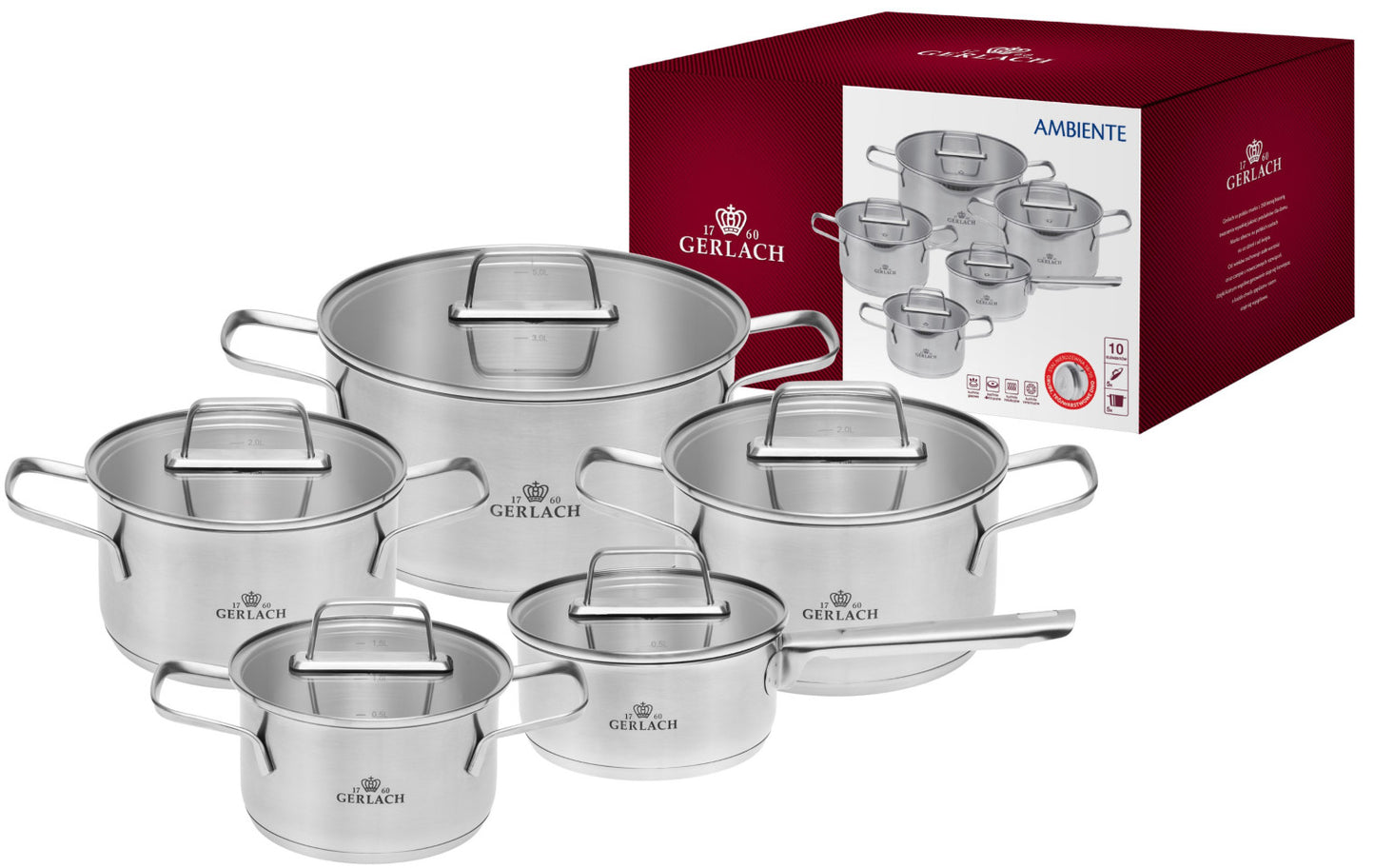 Ambiente 5-Piece Pot Set w Lids