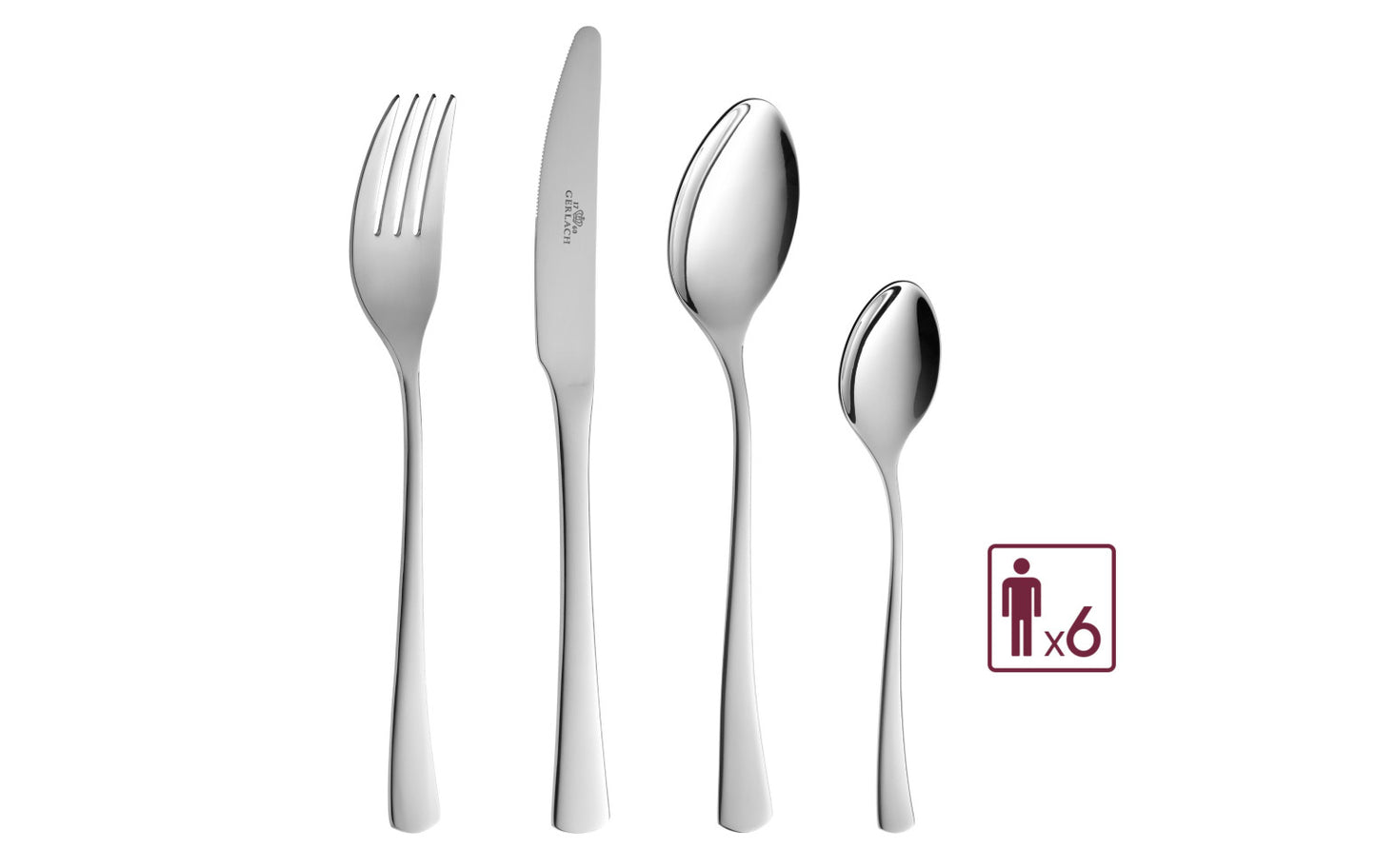 Set of 24 TUNEA cutlery pieces, gloss finish