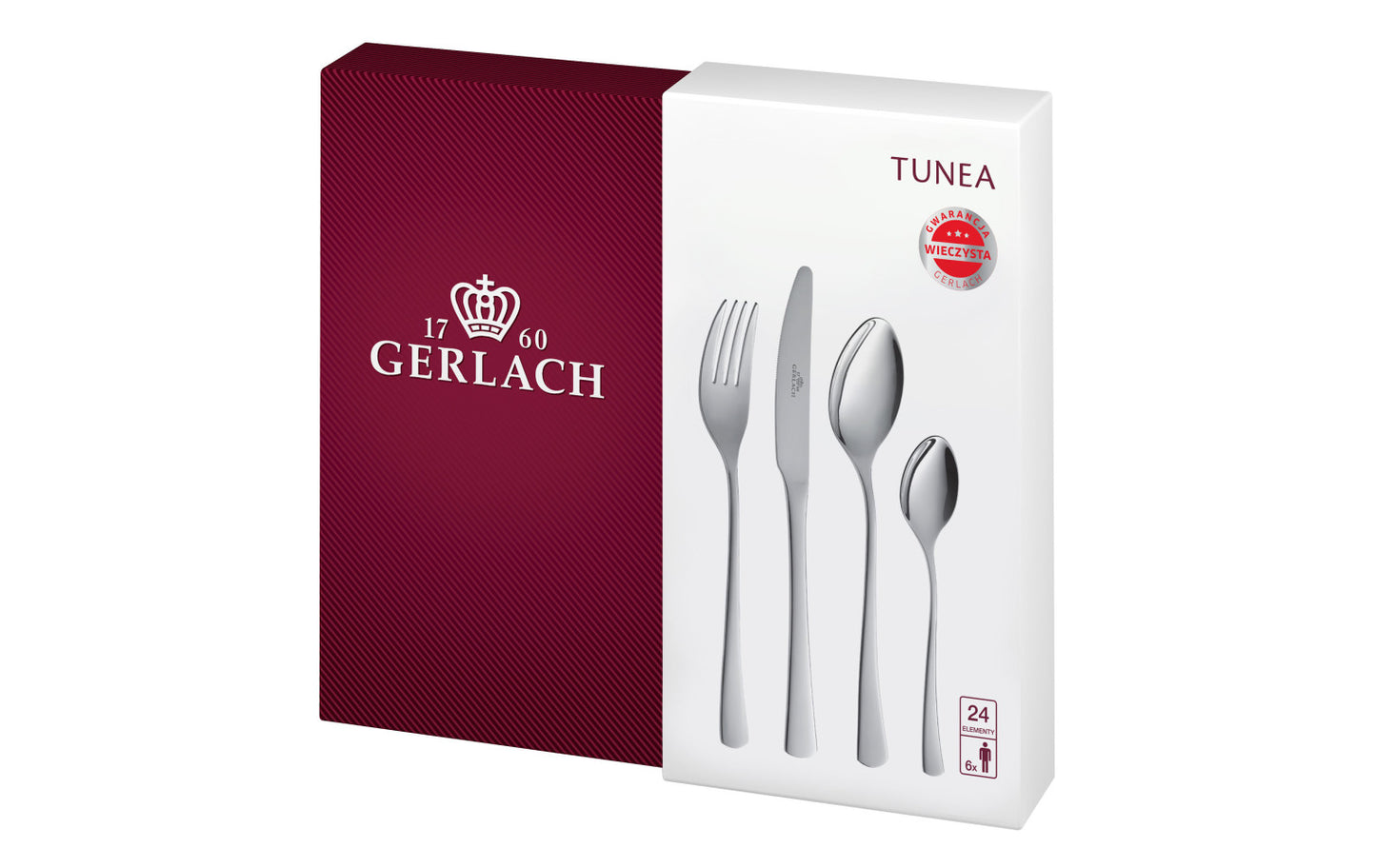 Set of 24 TUNEA cutlery pieces, gloss finish