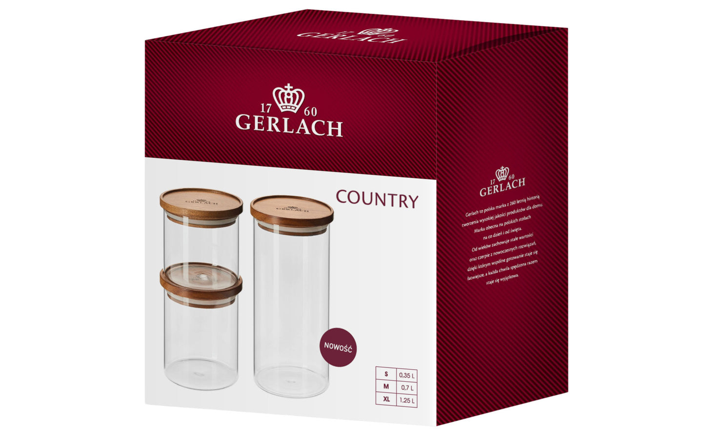 Set of airtight glass containers Country 3 pieces