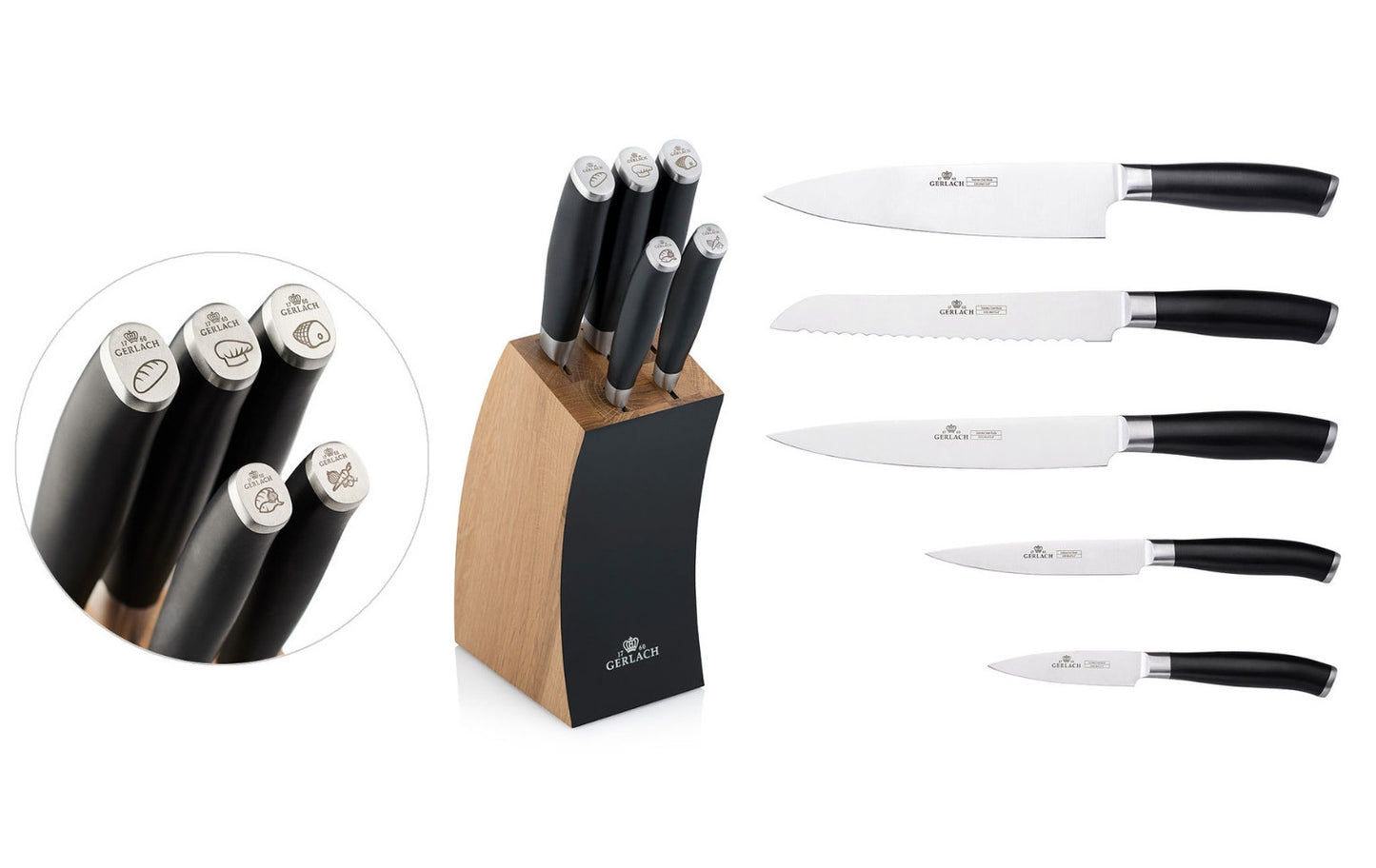 DECO BLACK Knife Set in Block