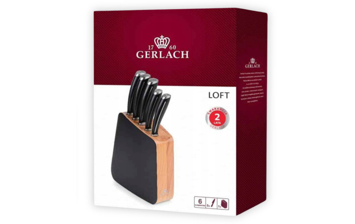 Professional Chef Knife Set "LOFT", 5 Pieces, with Block and Gift Box