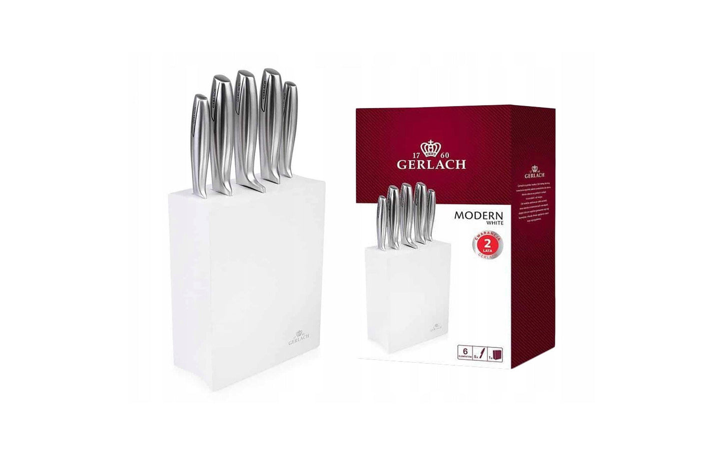 Knife set in white block MODERN